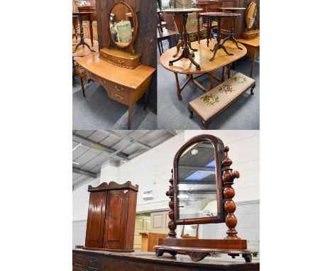 A Group of 19th Century and Later Furniture including an Edwardian Mahogany Dressing Table, with bow front and mirrored super