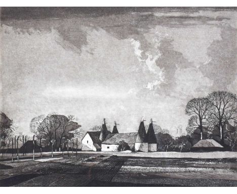 Rowland Hilder (1905-1993)Oast House in a rural landscapeSigned, etching, 26.5cm by 33.5cm