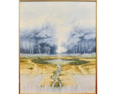 John Ridgewell ARCA (1937-2004)"Wood and Pond"Signed, oil on canvas, 75cm by 60cmLight surface dirt and discolouration. Some 