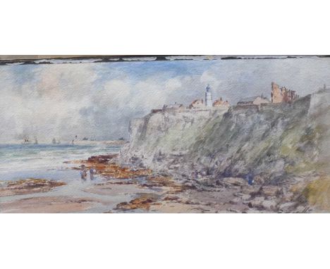 Thomas Swift Hutton (1860-1935) "Tynemouth, Northumberland" Signed, watercolour, with exhibition label Walker Galleries Ltd, 