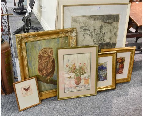 Jacqueline Craike (20th Century)"Red Admiral, Bramble Blossom"Signed, watercolour, together with a collection of further pict