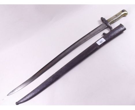 A French 1866 sabre bayonet and scabbard