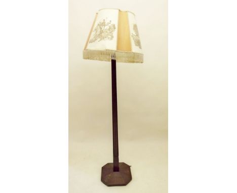 A square reeded standard lamp and shade 