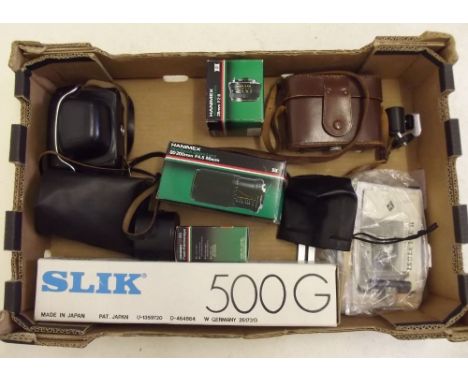 An Agfa Isolette camera, tripod, a Pacemaker camera and other lenses