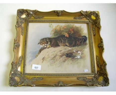 A print of a wildcat after Thorburn - 24 x 29 cm