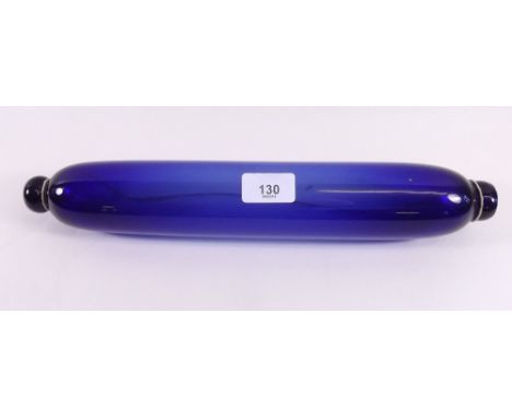 A Nailsea blue glass rolling pin