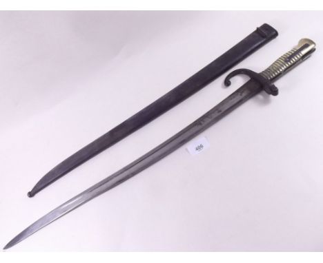 A 19th century French sabre bayonet and scabbard