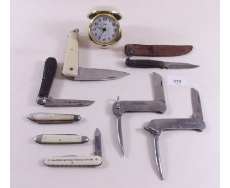 A collection of penknives and a childs hunting knife