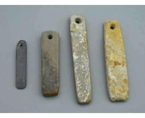 A group of tools or idols with suspension hole to the top. - 124x70x135x95mm, 340 grams - ca.3000BC - Property of a British c