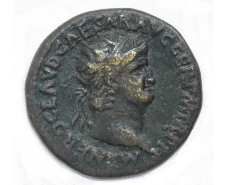 Nero Sestertius, bearing temple of Jupiter reverse motif, with SC (Senatus Consulto) on the reverse. - 29mm, 14,5 grams - ca.