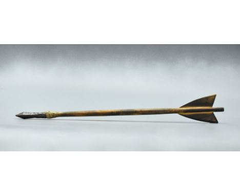 Medieval crossbow arrowhead with a reconstructed body for dispay; arrow tip made of iron. - 477mm,97gr - ca.900AD - Property 