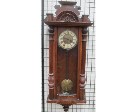 A walnut cased Vienna regulator type wall clock together with a 19th century mahogany mantle clock