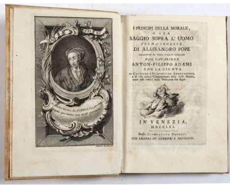 Pope Alexandre. I principj della morale, o sia Saggio sopra l'uomo. Poema inglese... tradotto in versi sciolti italiano dal C