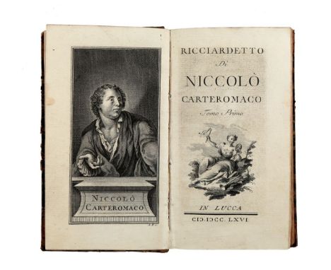 Forteguerri Niccolò. Ricciardetto... Tomo primo [-secondo]. In Lucca: 1766.   Two volumes, 12° (193x106 mm). [4], xxxvi, 420;