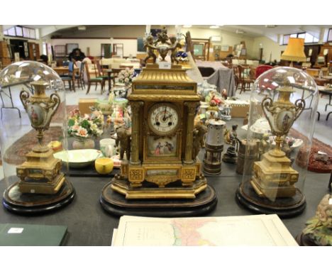 19th Century French Clock, Garniture &amp; Domes