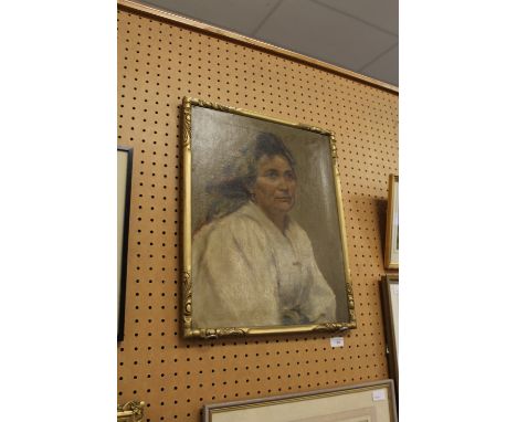 19th Century Talbot Oil Painting, Shoulder Length Portrait of a Middle Aged Woman