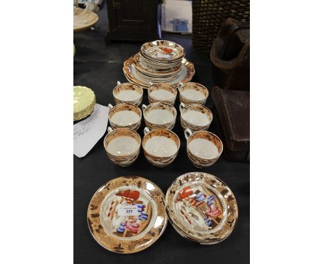 Victorian 'Oriental' Printed Tea Service (A/F)
