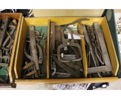 Large Open Tray Box of Engineers Precision Metal Working Tools for Marking and Setting out Work