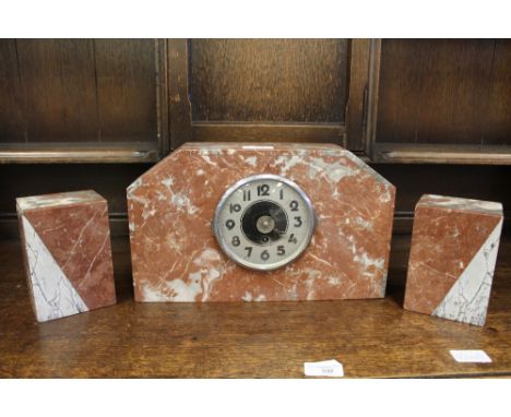 Art Deco Marble Clock Garniture