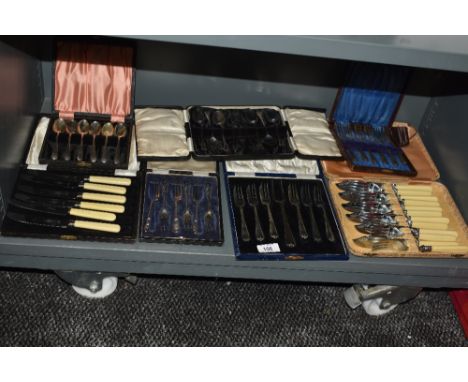 Seven cases of silver plated cutlery, to include fish knives and forks, and other flatware
