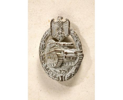 Heer - Panzertruppe : Panzerkampfabzeichen in Silber, 1939-45 Zink versilbert, an Nadel. Hohlprägung. Sehr schönes Exemplar.A