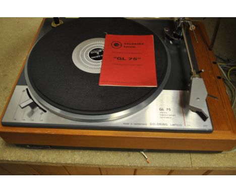 Record Deck, Goldring Lenco GL 75 stereo transcription turntable with original instruction manual and box, in very good condi