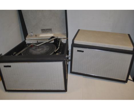 Record Player & Loudspeaker, Hacker Gondolier GP 42 with a Garrard deck 2015TC some dents to front grilleand damage to grille