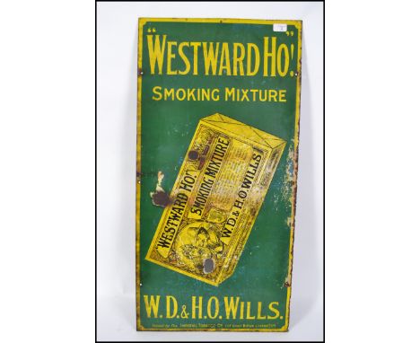 An original early 20th century Wills ' Westward Ho ' Smoking Mixture Industrial enamel advertising sign being issued by The I