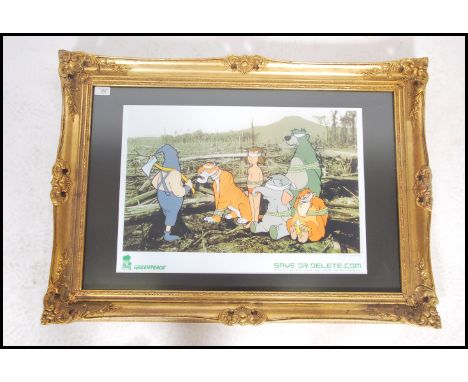 A graffiti urban art print by Bristol Street artist Banksy entitled Save or Delete (Greenpeace) depicting Disney's The Jungle