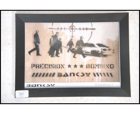 A graffiti urban art print by Bristol Street artist Banksy entitled Precision Bombing 1999  number 3/50 framed and glazed on 