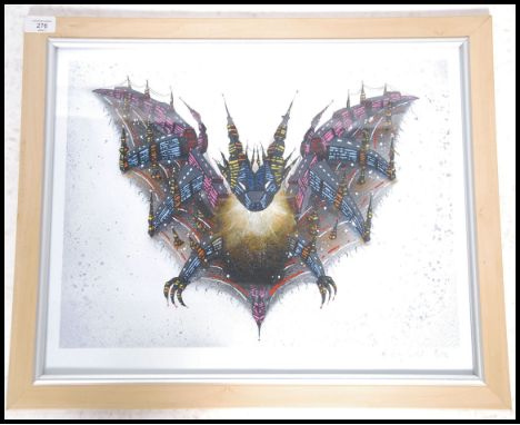 A graffiti urban art print by Bristol Street artist Andy Council entitled Night Bat 2013 8/12. Framed and glazed Giclee print