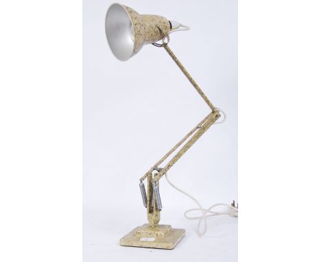 A 1940's Herbert Terry 2 step square base anglepoise lamp with original scumble glaze finish complete with pendant shade havi