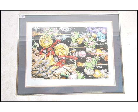 A graffiti urban art print by Bristol Street artist Cheo entitled Uranus Is Under Attack 2011 depicting a cartoon space scene