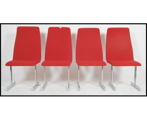 A superb set of 1970's dining chairs. A high quality set of chairs. Attributed to Merrow Associates UK. The chairs with chrom