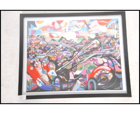 A graffiti urban art print by Bristol Street artist Minto entitled Back by Pope Demand 2014 3/10. Framed and glazed Giclee pr