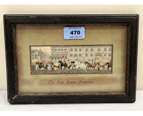A framed stevengraph, The Lady Godiva Procession. 2' x 6'