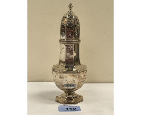 A George V silver caster. Birmingham 1922. 7¼' high. 4ozs