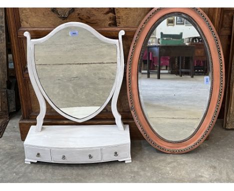 A painted Georgian style dressing table mirror with a 1920s oval wall mirror