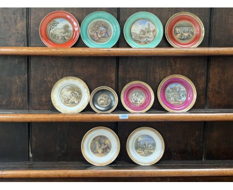 Ten 19th century Prattware plates. 7¼' diam and smaller