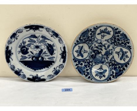 A late 18th century Dutch Delftware blue and white dish and a 19th century example. 9' diam.