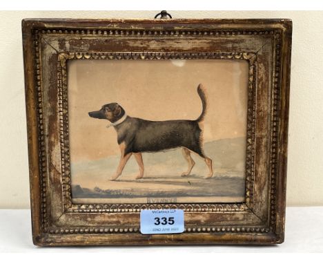 ENGLISH SCHOOL. 19TH CENTURY  Portrait of a dog (Venny) in a landscape. Watercolour 5' x 6'