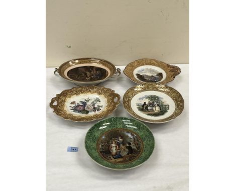 Five 19th century Prattware footed dishes