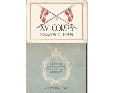 Wartime Ephemera Collection. Collection of around 15 wartime items. Includes 1918 XV Corps Christmas card, 1920 letter from t