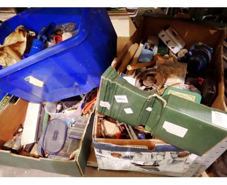 Four boxes of mixed tools and garden items. Not available for in-house P&amp;P 