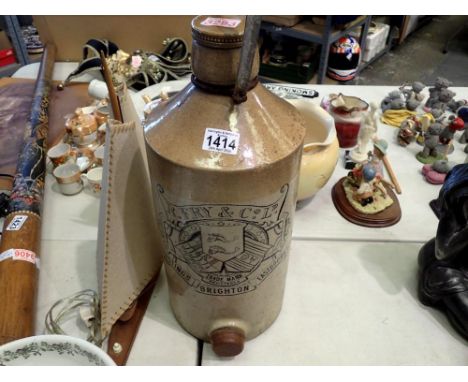 R. Fry &amp; Co Ltd stoneware jar with cap, H: 50 cm. Not available for in-house P&amp;P 