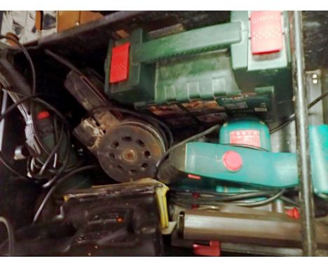 Box of mixed electrical tools to include Bosch. All electrical items in this lot have been PAT tested for safety and have pas
