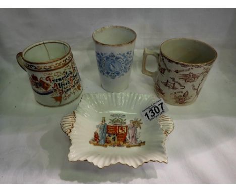 Two Queen Victoria Diamond Jubilee ceramics and an Edward VII Coronation cup. UK P&amp;P Group 2 (£20+VAT for the first lot a