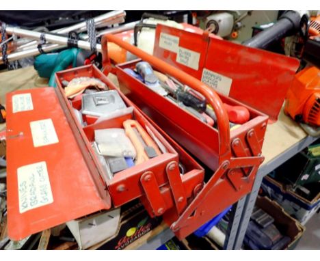 Metal talco toolbox and contents. Not available for in-house P&amp;P 