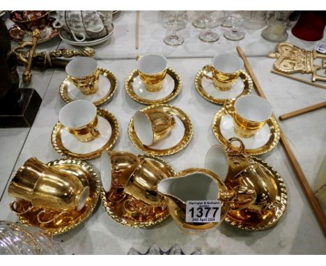 Twenty two piece Thun Czechoslovakia gilt coffee set. Not available for in-house P&amp;P 