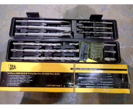 Two cased sets of drill and chisel bits. Not available for in-house P&amp;P 